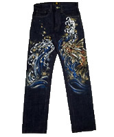 手描きジーンズ「登龍門」