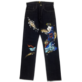 手描き和柄ジーンズ「流れ恋櫻」