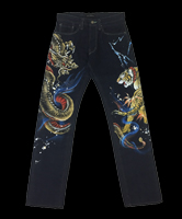 和柄手描きジーンズ「独眼竜×傾奇者」