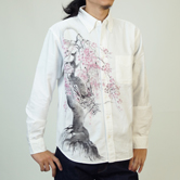 和柄長袖シャツ「龍木櫻」