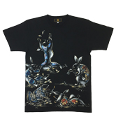 和柄半袖Tシャツ「博打鳥獣戯画」