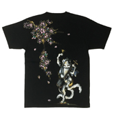 和柄半袖Tシャツ「踊り猫又」