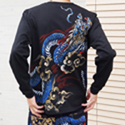 和柄長袖Tシャツ「青龍神」