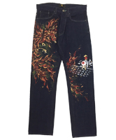 手描き和柄ジーンズ「火消し親父」