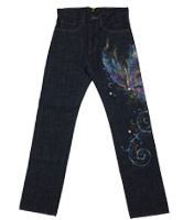 手描きジーンズ「蝶々」
