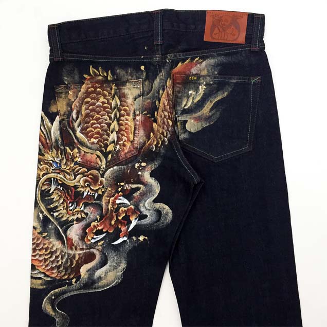 手描きジーンズ「赤龍」
