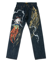 手描きジーンズ「龍使い天女」