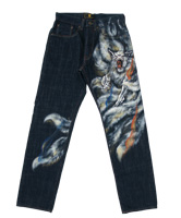 手描きジーンズ「夫婦九尾」
