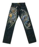 手描き和柄ジーンズ「青龍」