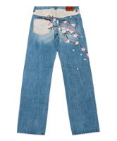 ブリーチ手描ジーンズ「巻き桜」