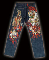 プレミアム手描きジーンズ「炎獅子」