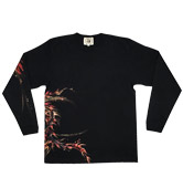 和柄長袖Tシャツ「朱雀」