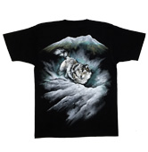 和柄半袖Tシャツ「雪山狼」
