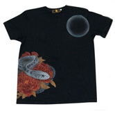 手染めTシャツ「蛇牡丹」