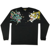 和柄長袖Tシャツ「龍虎」