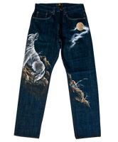 手描京友禅ジーンズ「銀狼」