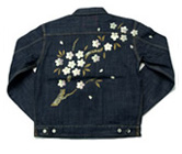 和柄デニムジャケット「櫻」
