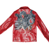 レザージャケット「稲妻龍」 / 赤