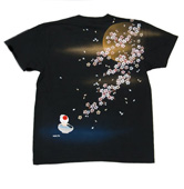 手染刺繍Tシャツ「夜桜親父」