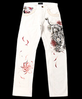 手描きカラーパンツ「華喰白虎」