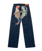 和柄ジーンズ「鶏」