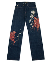 和柄ジーンズ「櫻金魚」