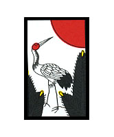 和柄ジーンズ 花札「1月 / 松に鶴」