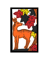 和柄ジーンズ 花札「10月 / 紅葉に鹿」