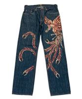 和柄ジーンズ「尾張之朱雀」