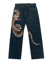 手描京友禅ジーンズ「錦蛇」