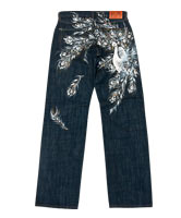 手描京友禅ジーンズ「白孔雀」