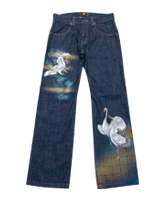 手描京友禅ジーンズ「鶴」