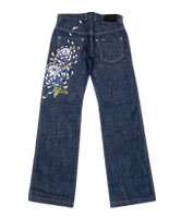 手描京友禅ジーンズ「乱菊」