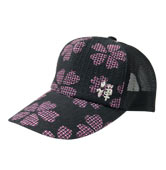 刺子キャップ「桃櫻/黒」