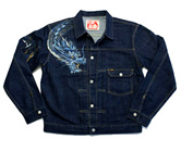 和柄デニムジャケット「闘龍」