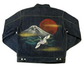 和柄デニムジャケット「飛鶴」