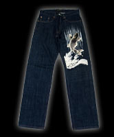 蒔絵ジーンズ「銀鯉」