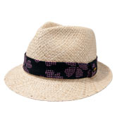 天然草中折れハット「桃櫻」