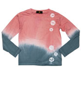 絞染長袖Tシャツ「桃花色」